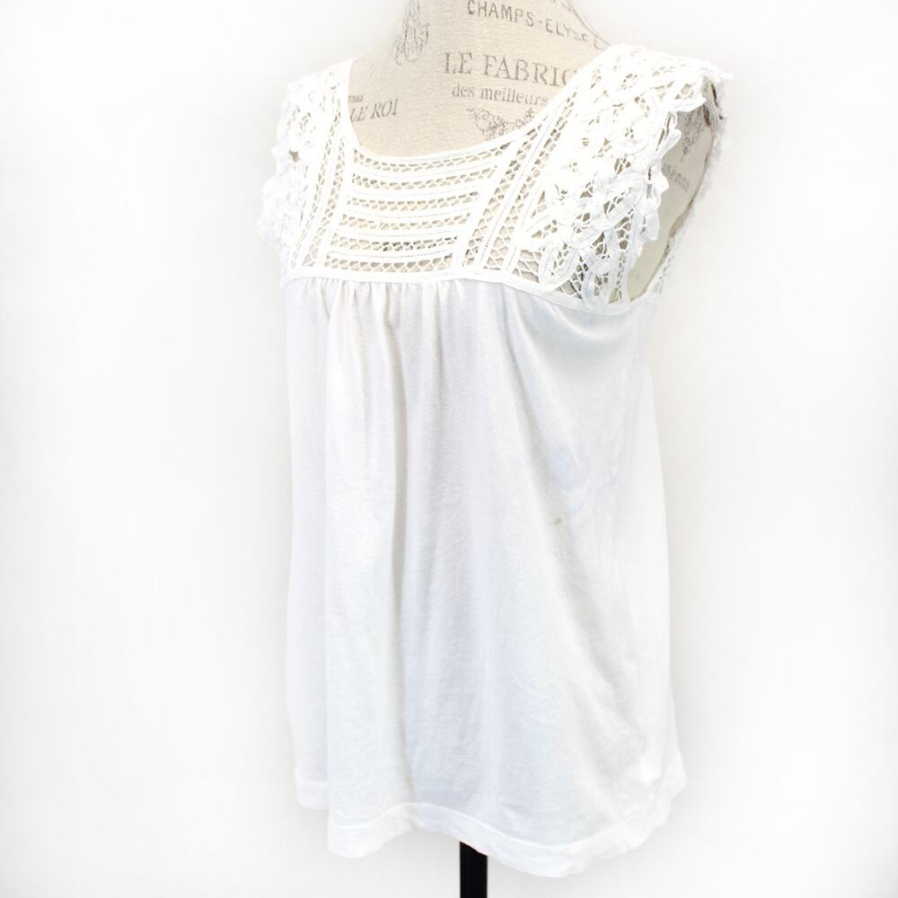 Theory white romantic crochet fairy peasant top P/S Small
